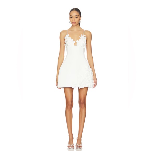 Bronx and Banco Dresses & Skirts - NWOT BRONX BANCO Emma White Floral Appliqué Spaghetti Strap Mini Wedding Dress